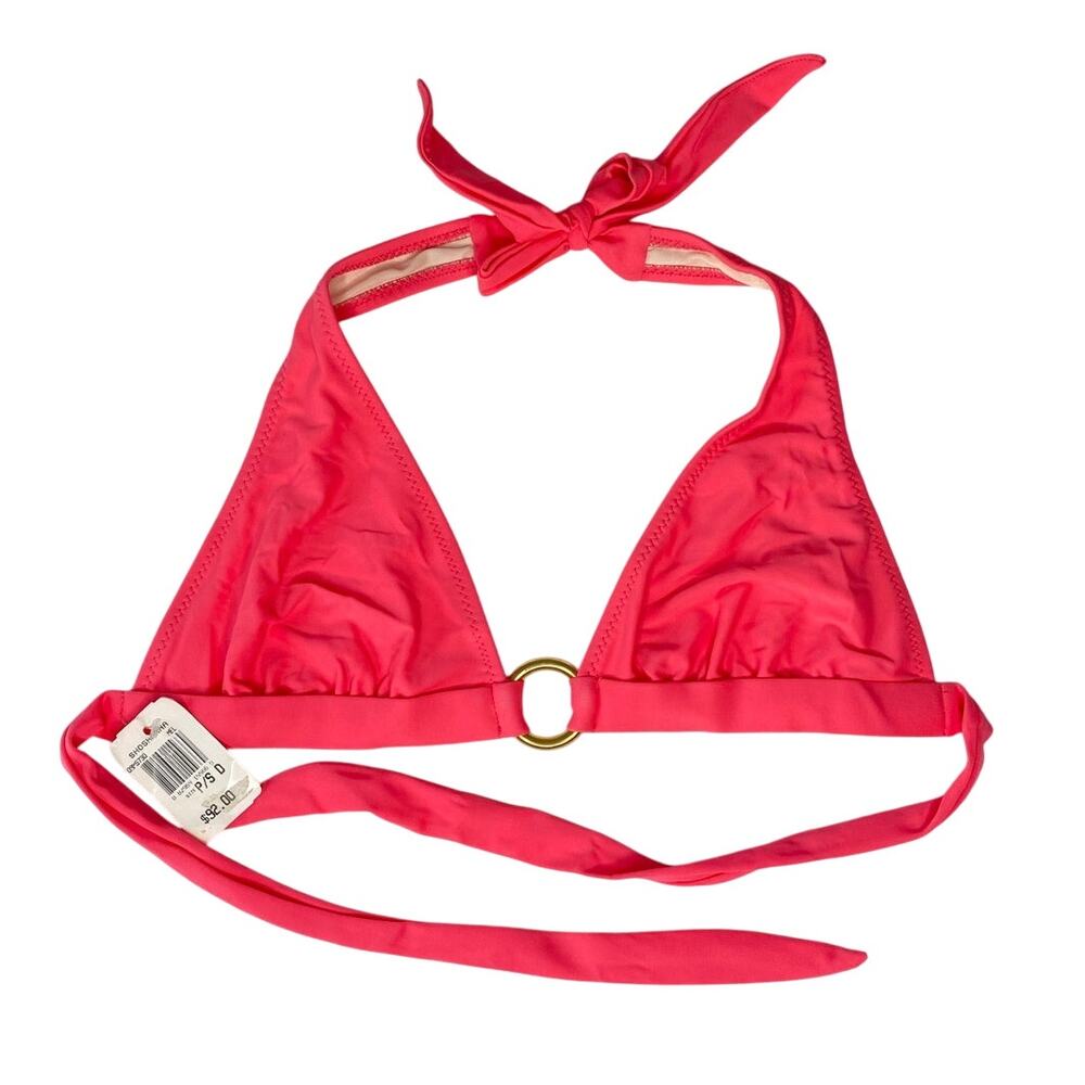 Shoshanna Pink Halter Ring Triangle Tie Bikini Top Swimsuit P/S D NWT